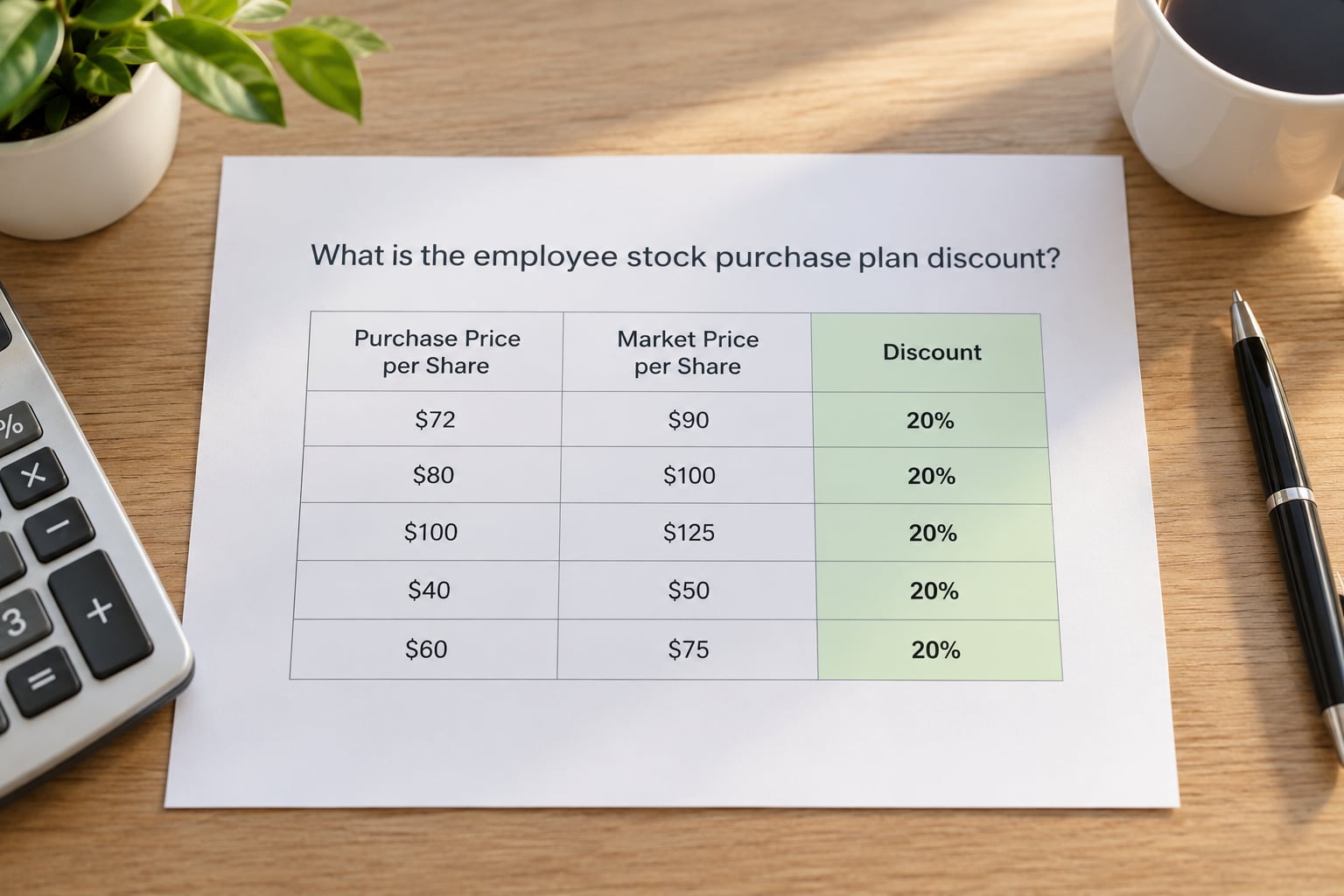 What is the employee stock purchase plan discount?