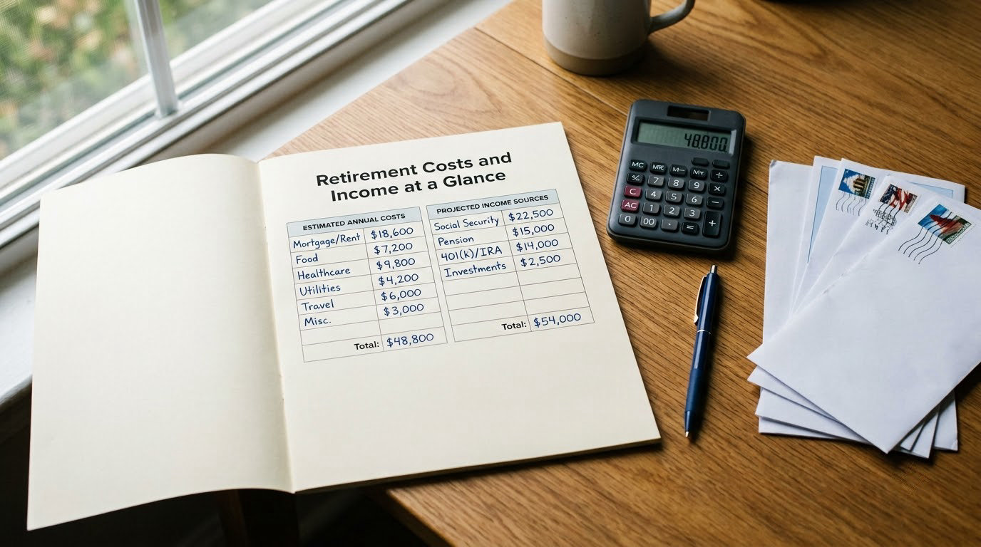 Retirement Costs and Income at a Glance