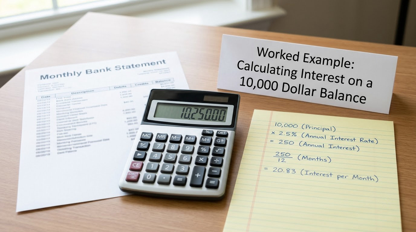 Worked Example: Calculating Interest on a 10,000 Dollar Balance