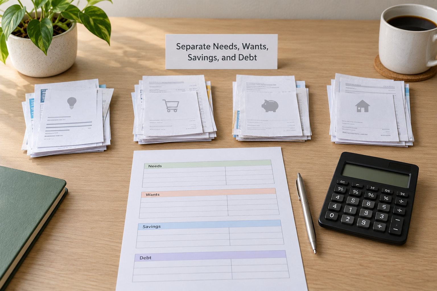Separate Needs, Wants, Savings, and Debt